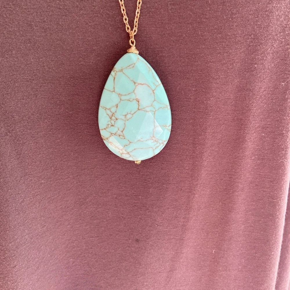 Marbled Turquoise Pendant‎ Necklace